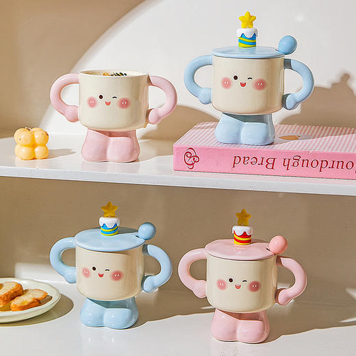 摩登主妇陶瓷马克杯带盖勺情侣对杯家用喝水杯办公室生日礼物杯子 商品图4