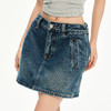 罗蒙女士夏季时尚通勤复古牛仔短裙好穿低腰显瘦a字包臀半身裙 商品缩略图5