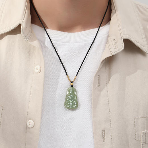 Winy18K金和田玉吊坠配证书吉祥平安送男友生日礼物 商品图4