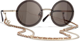 CHANEL 棕色女士圆形太阳镜