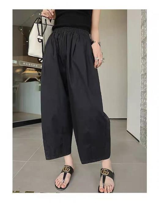 ｛休闲裤2025｝827水洗棉高腰萝卜裤松紧腰显瘦九分裤-喜出 商品图10