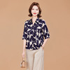 TC 2526妈妈装弹力缎真丝上衣洋气大码桑蚕丝印花衬衫 商品缩略图2