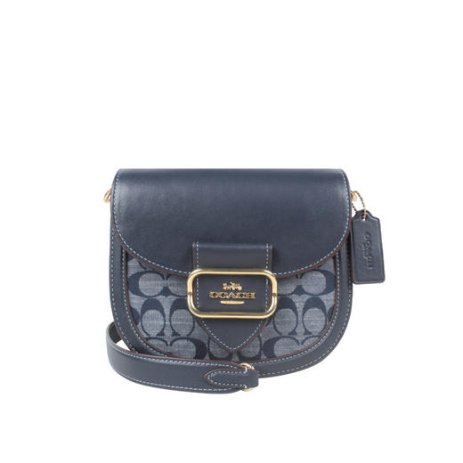 COACH 奥莱款女士牛仔布配皮单肩斜挎包 商品图0