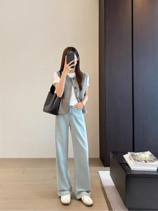 锡现【不退不换】3637 天花板 三醋酸莫代尔 腰窄版阔腿牛仔裤 商品图1