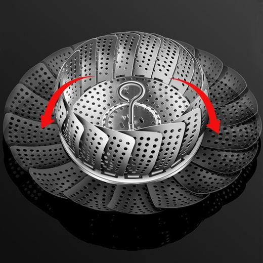 【跨境出口德国不锈钢折叠蒸笼】折叠304不锈钢蒸笼架蒸屉厨房加厚蒸锅篦子隔水架多功能伸缩蒸架 商品图1