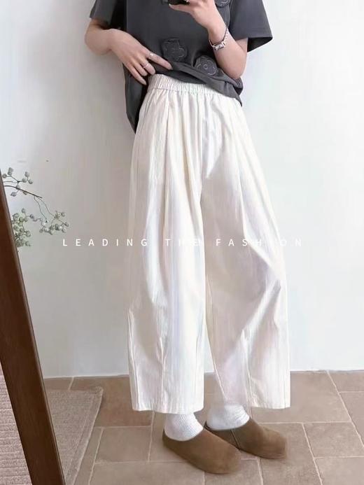 ｛休闲裤2025｝827水洗棉高腰萝卜裤松紧腰显瘦九分裤-喜出 商品图2