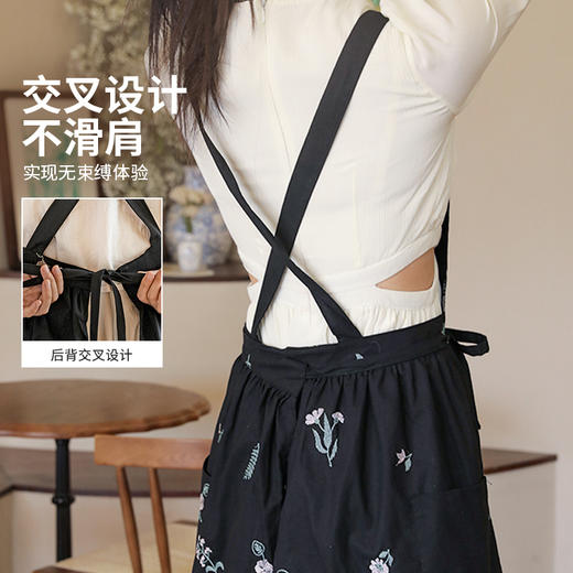 摩登主妇围裙厨房家用2025新款纯棉刺绣防水防油高级感年轻款罩衣 商品图1