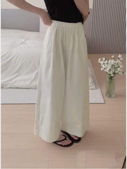 ｛休闲裤2025｝828水洗棉松紧腰阔腿裤九分裤-喜出 商品图6