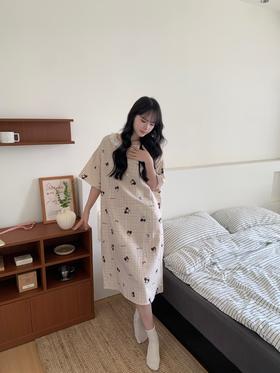 【YW】无忧购纯棉有氧双层纱蕾丝花边睡裙家居服（截单后3-5天发货)