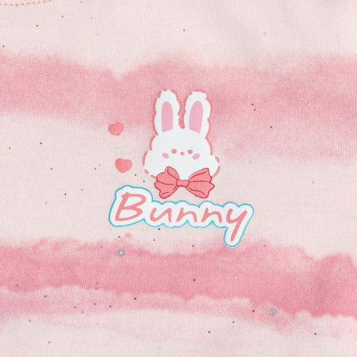 【贝贝怡】 夏季新款女童条纹T恤儿童百搭运动休闲短袖卡通兔子印花上衣ZB2ES025 商品图5