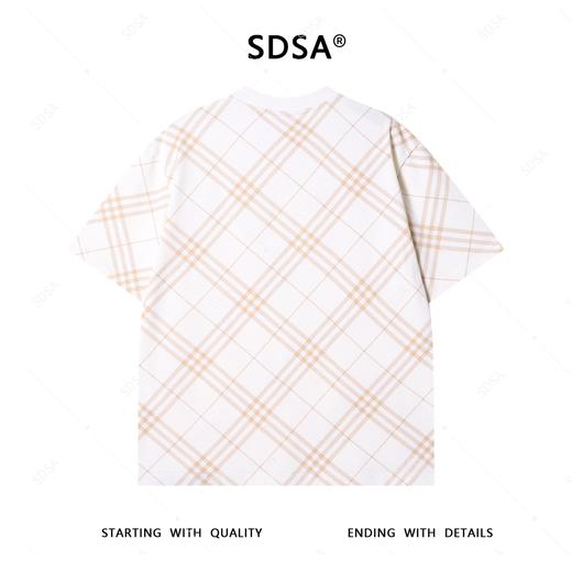 夏季高级感新款男士简约经典格纹短袖T恤百搭时尚圆领宽松上衣潮 商品图4