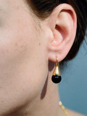 ABOAB｜DRIP Hoops [ 耳环  银粉欧泊 / 金黑玛瑙  ]【PASTORALE】