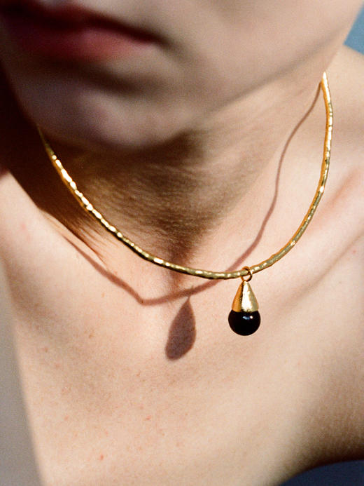 ABOAB｜DRIP Collar [ 项链  银绿水草玛瑙 / 金黑玛瑙 ]【PASTORALE】 商品图0