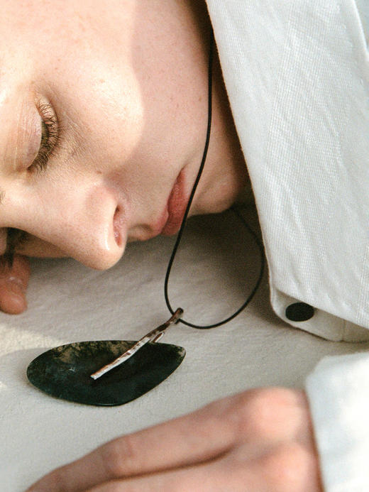 ABOAB｜LEAF Necklace [ 项链  银绿水草玛瑙 / 银灰玛瑙 ]【PASTORALE】 商品图0