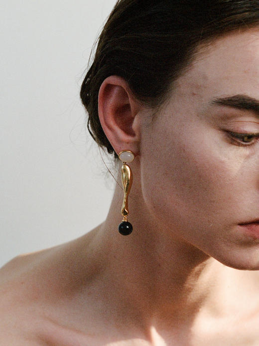 ABOAB｜SPRAY Earrings [ 耳环  金白玛瑙黑玛瑙 ]【PASTORALE】 商品图2