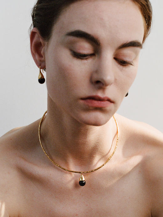 ABOAB｜DRIP Collar [ 项链  银绿水草玛瑙 / 金黑玛瑙 ]【PASTORALE】 商品图4