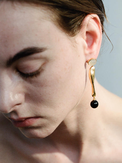 ABOAB｜SPRAY Earrings [ 耳环  金白玛瑙黑玛瑙 ]【PASTORALE】 商品图0