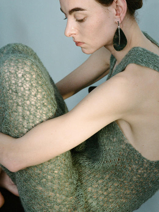 ABOAB｜LARGE LEAF Earrings [ 大号耳环  银绿水草玛瑙 / 银灰玛瑙 ]【PASTORALE】 商品图1