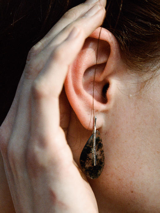 ABOAB｜small LEAF Earrings [ 小号耳环  银绿水草玛瑙 / 银灰玛瑙 ]【PASTORALE】 商品图0