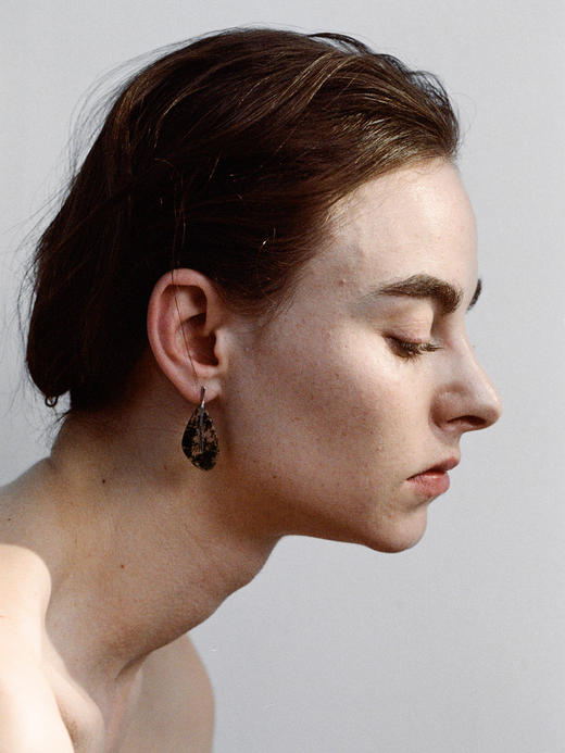 ABOAB｜small LEAF Earrings [ 小号耳环  银绿水草玛瑙 / 银灰玛瑙 ]【PASTORALE】 商品图1