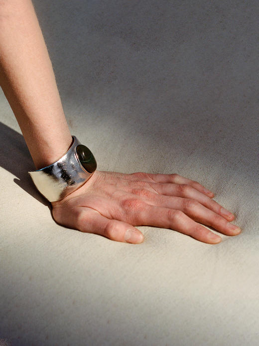 ABOAB｜RAW 70s Cuff [ 手镯  银绿水草玛瑙 / 金黑玛瑙  ]【PASTORALE】 商品图3