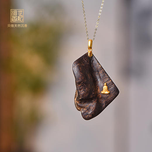 佛丨天然加里曼丹沉香包金吊坠 沉水级 SP11082 商品图0