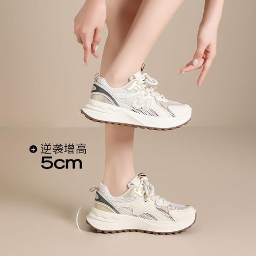 ZHR则则5CM增高透气网面老爹鞋女厚底夏季轻便运动鞋超软底阿甘鞋 商品图3