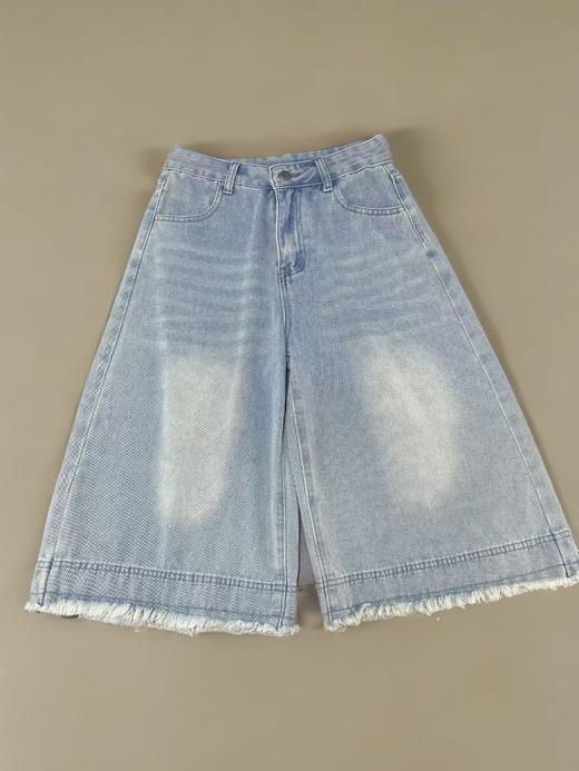 ｛短裤2025｝15031毛边六七分盐系牛仔短裤-喜出 商品图3