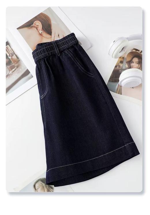 ｛短裤2025｝267天丝牛仔五分薄款高腰直筒短裤-喜出 商品图4