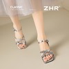 ZHR则则水钻粗跟凉鞋2025新款气质百搭一字凉鞋仙女方头时尚女鞋 商品缩略图5
