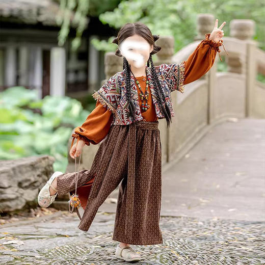 裁缝学苑TQ171汉服三件套纸样儿童外搭衬衣阔腿裤套装样板图纸 商品图3