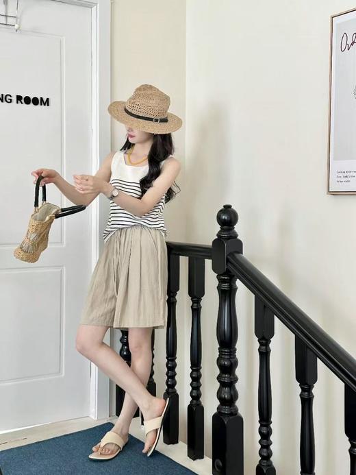 会呼吸的面料｛短裤2025｝C018天丝亚麻莱赛尔面料夏季透气短裤-喜出 商品图5