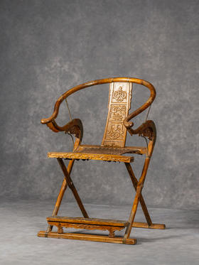 清	黄花梨螭龙捧寿交椅