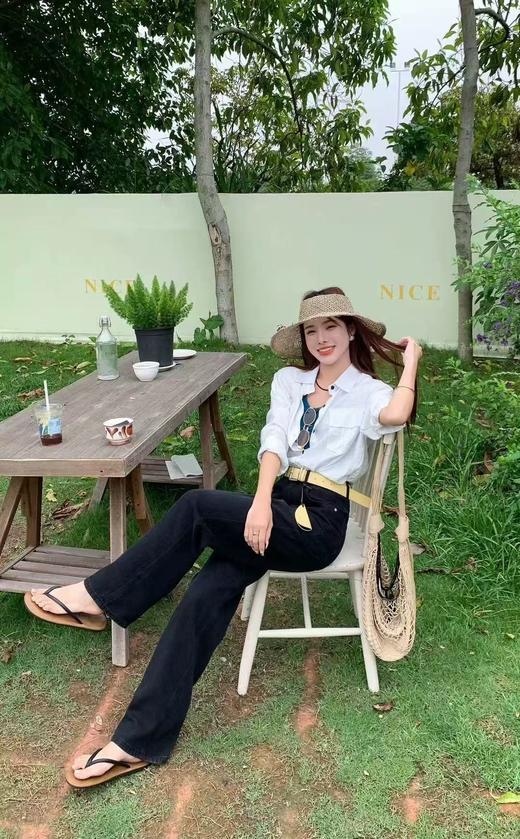 七夕福利-NO退｛牛仔裤2025｝12861莱赛尔棉天丝黑色长裤韩版直筒显瘦牛仔裤-喜出 商品图2