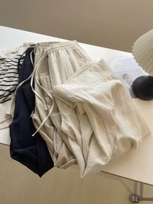 ｛休闲裤2025｝轻薄透气莱赛尔亚麻阔腿裤休闲C013长裤-喜出 商品图14