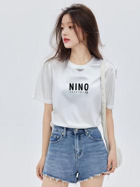 清仓价2025~白色超薄款NINO夏季短袖T恤88127-喜出