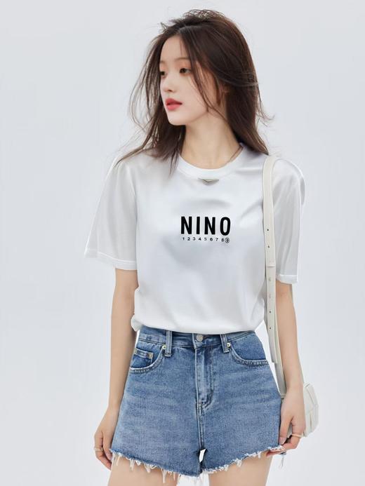 清仓价2025~白色超薄款NINO夏季短袖T恤88127-喜出 商品图0