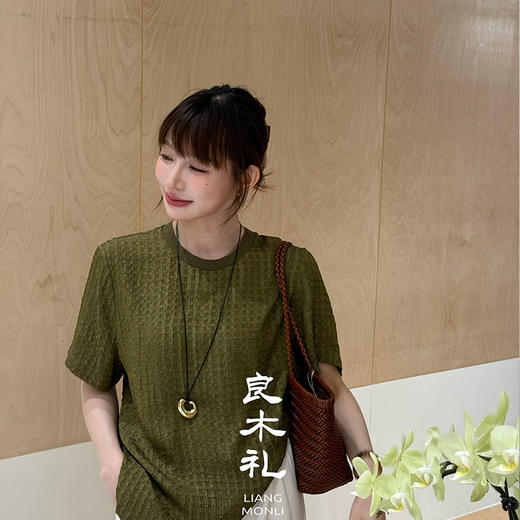 【预售7天】良木礼丝绸绉格短袖（5423-5） 商品图0