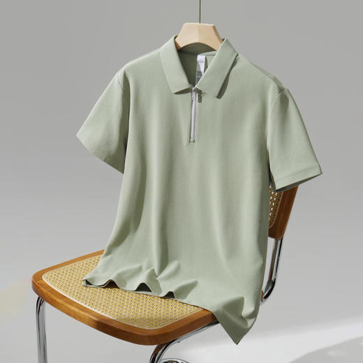 夏季新款时尚百搭潮流男女同款短袖翻领纯色休闲上衣   HLS-GS82029# 商品图1