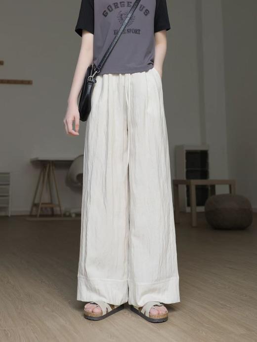 ｛休闲裤2025｝轻薄透气莱赛尔亚麻阔腿裤休闲C013长裤-喜出 商品图11