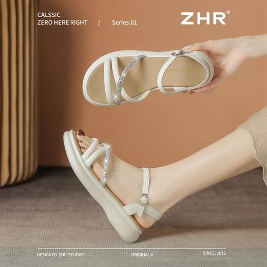 ZHR则则水钻条带厚底凉鞋女2025夏季新款轻便爆款ins女鞋优雅宽脚 商品图7
