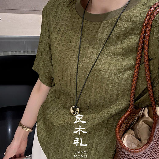 【预售7天】良木礼丝绸绉格短袖（5423-5） 商品图2
