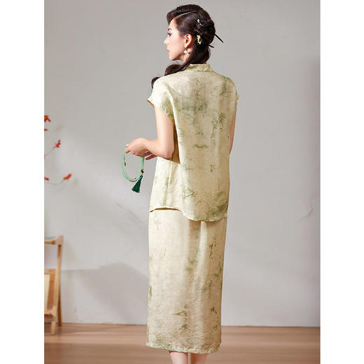 OPH F4139-A真丝时尚套装新中式端庄气质上衣半裙两件套 商品图2