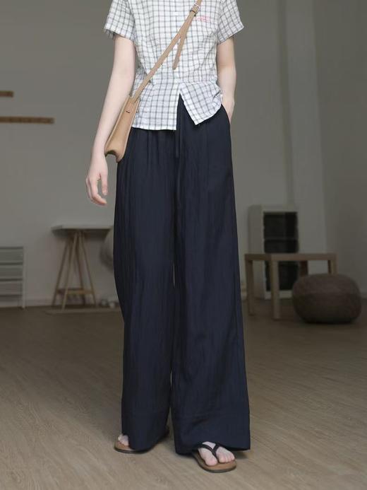 ｛休闲裤2025｝轻薄透气莱赛尔亚麻阔腿裤休闲C013长裤-喜出 商品图13