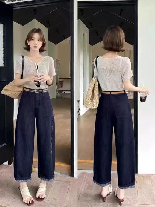 ｛牛仔裤2025｝58192莱赛尔天丝棉单宁蓝弯刀九分牛仔裤-喜出 商品图3