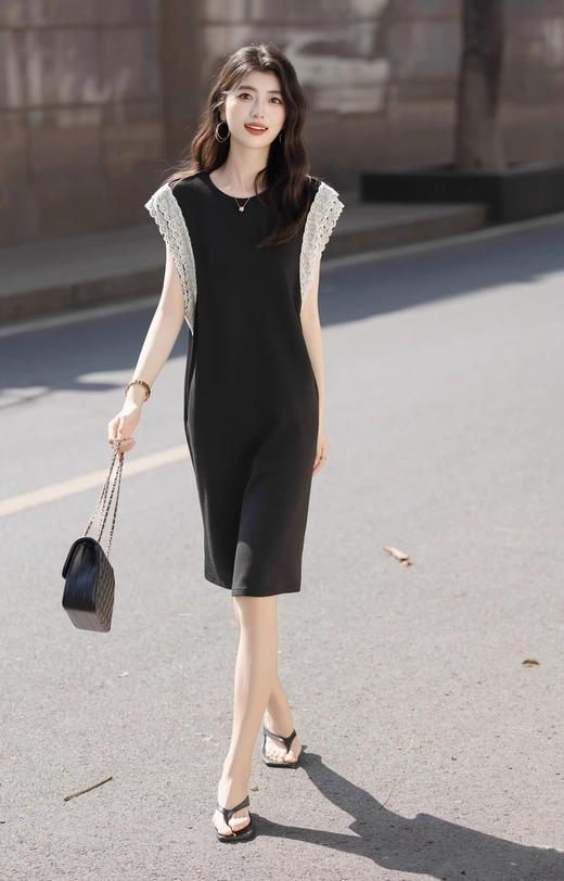 花边袖凉感桑蚕丝女士背心连衣裙 商品图3