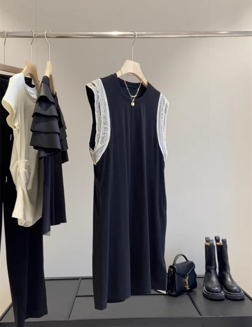 花边袖凉感桑蚕丝女士背心连衣裙 商品图6