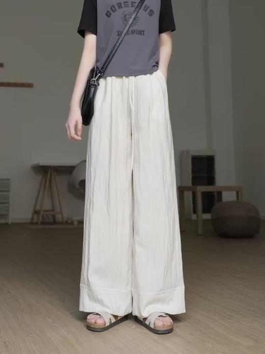 ｛休闲裤2025｝轻薄透气莱赛尔亚麻阔腿裤休闲C013长裤-喜出 商品图0