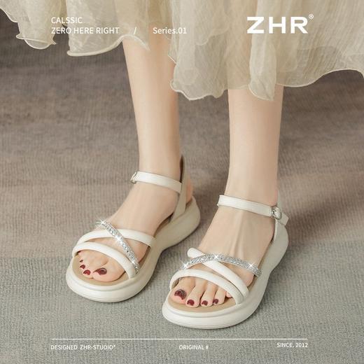ZHR则则水钻条带厚底凉鞋女2025夏季新款轻便爆款ins女鞋优雅宽脚 商品图6