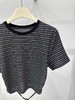 清仓价2025~银丝后系带绑带条纹短款T恤-喜出 商品缩略图2